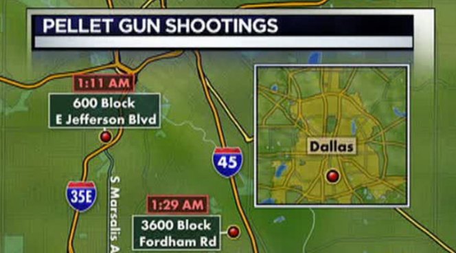 Dallas police are searching for a gunman and a several people after two separate shootings that took place only minutes apart Monday morning.