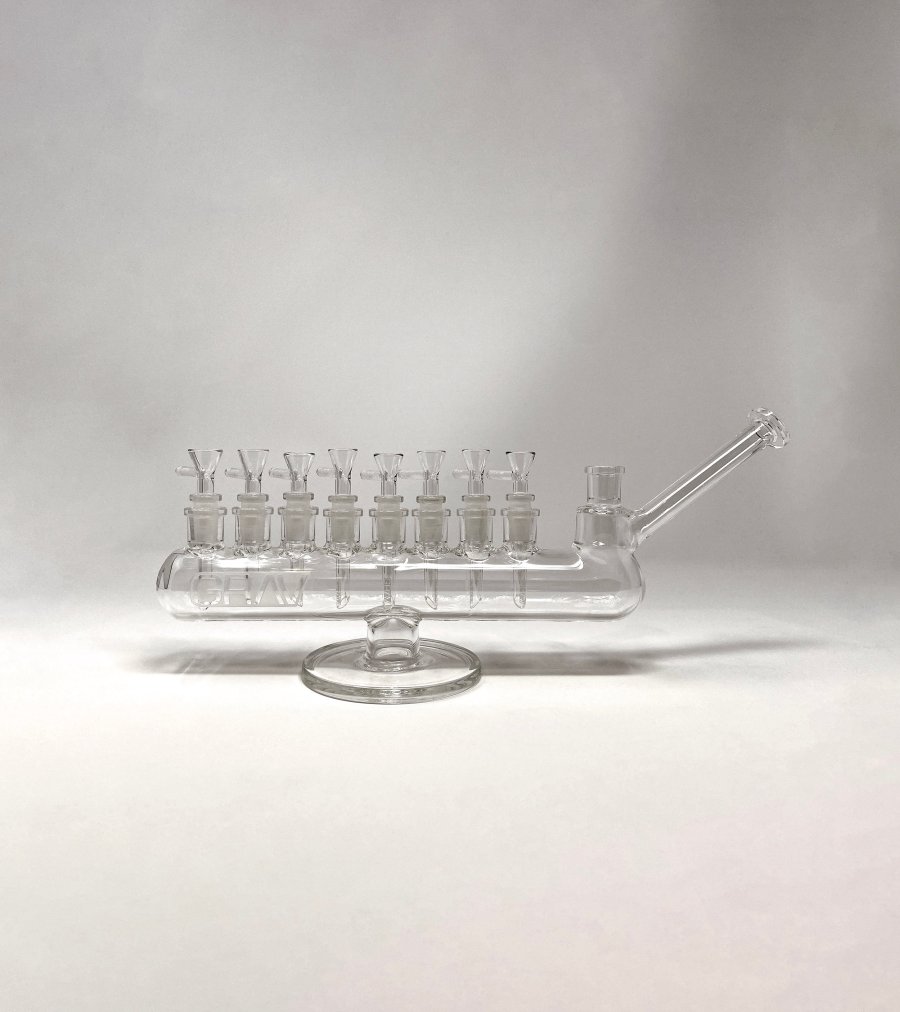 unusual glass menorah
