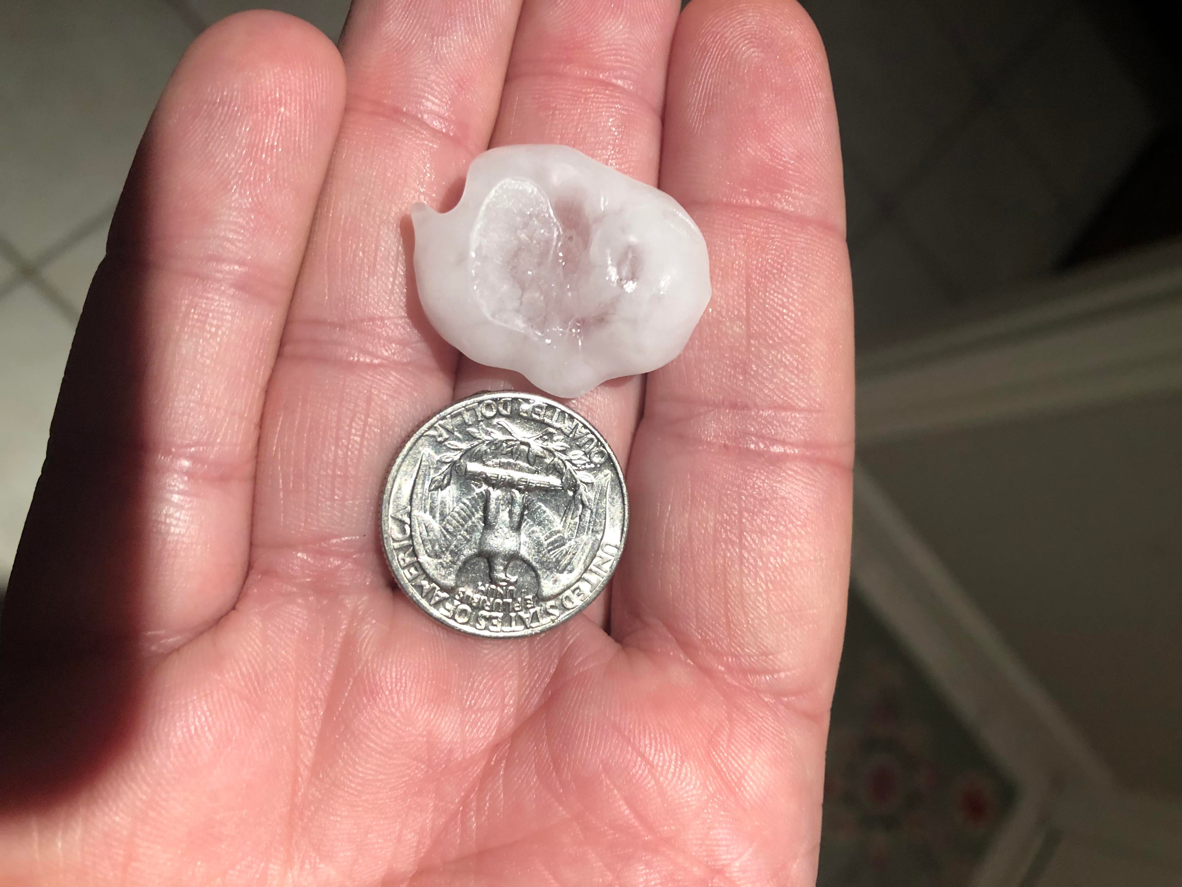 Hail picture - West plano - Windhaven and Tollway Quarter size hail