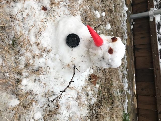 Texas snowfall picture Yes when we woke up, we realised someone had really gotten Elsa mad ... so we just made a little Olaf to calm her down.. Thanks, Sunita Ritesh