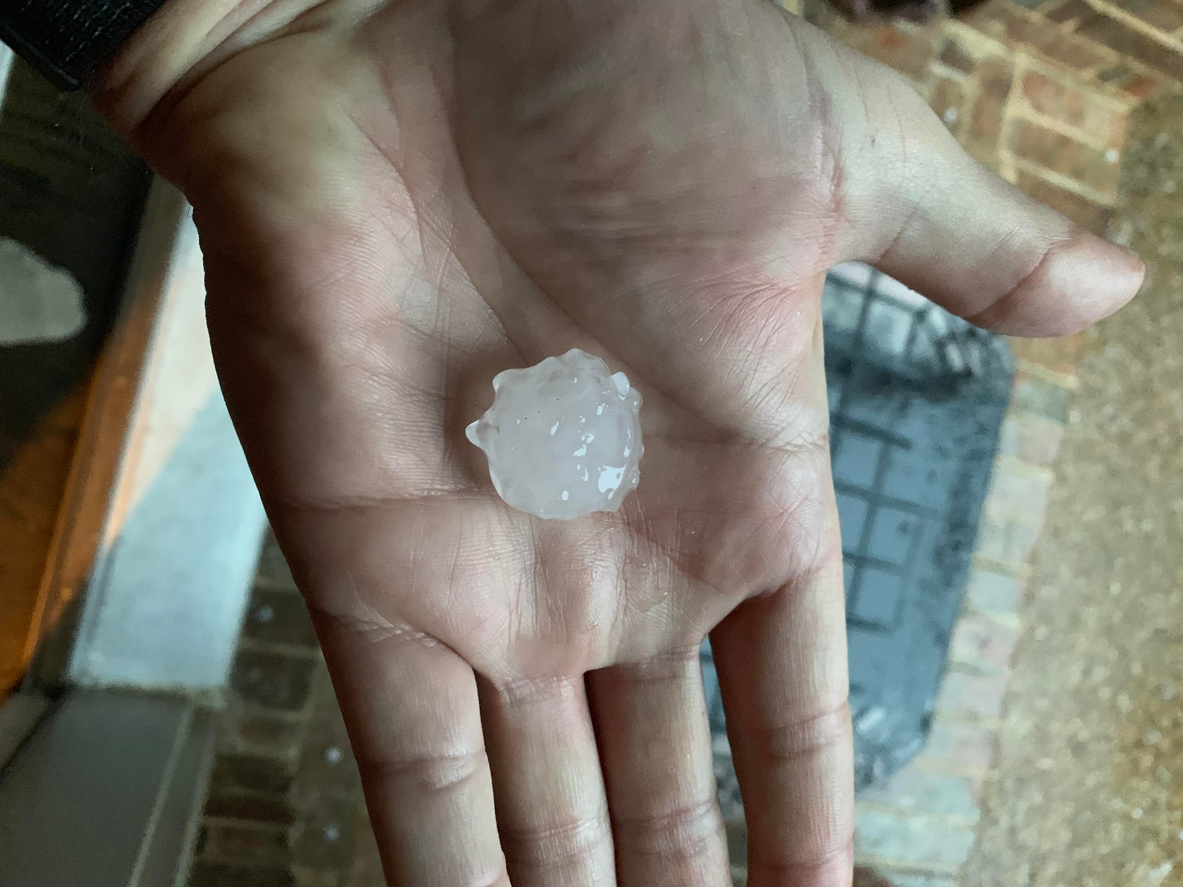 Quarter size hail with front that just moved thru Mansfield