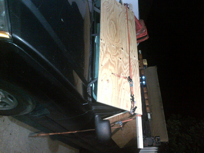 Plano-2 Well I have done what I can to prevent a window taking a stone again. Faced the house used 3\4 \" ply wood not that flimsy half inch osb that is used on roofs weighted down and or strapped the board with a gap behind to limit shocks from a impact I'm here in Plano waiting for the storm. Sent via BlackBerry by AT&T
