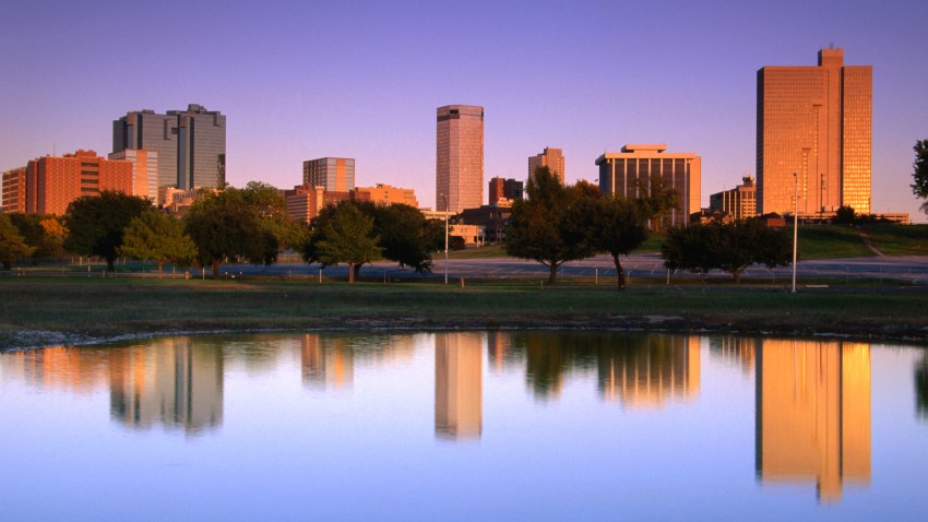 Fort Worth skyline relected in the Trinity