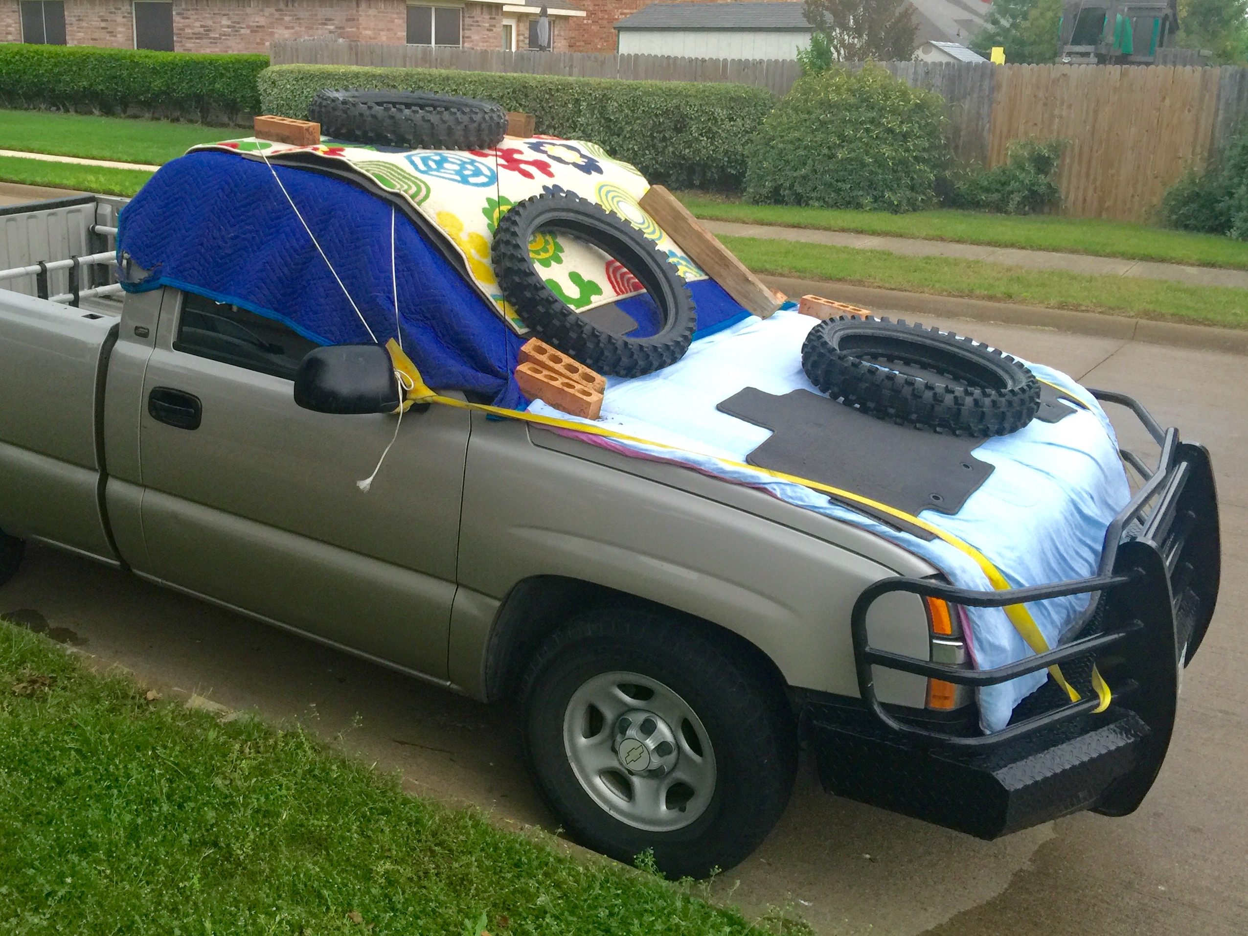 Crazy car cover for storm.