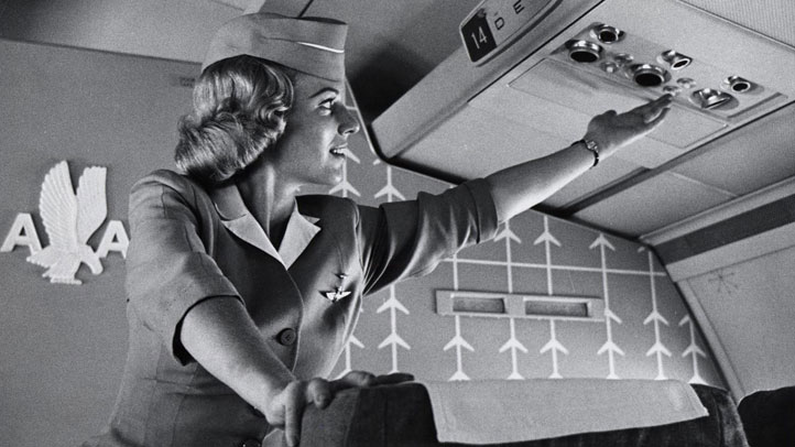 Flight Attendant onboard the Boeing 707. Photo Credit: <a href="https://www.facebook.com/AmericanAirlines" target="new"><b>Facebook.com/AmericanAirlines</b></a>