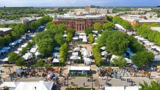 aerial shot of Southlake Art in the Square