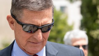 In this June 24, 2019, file photo, former Trump national security adviser Michael Flynn leaves the federal courthouse in Washington.