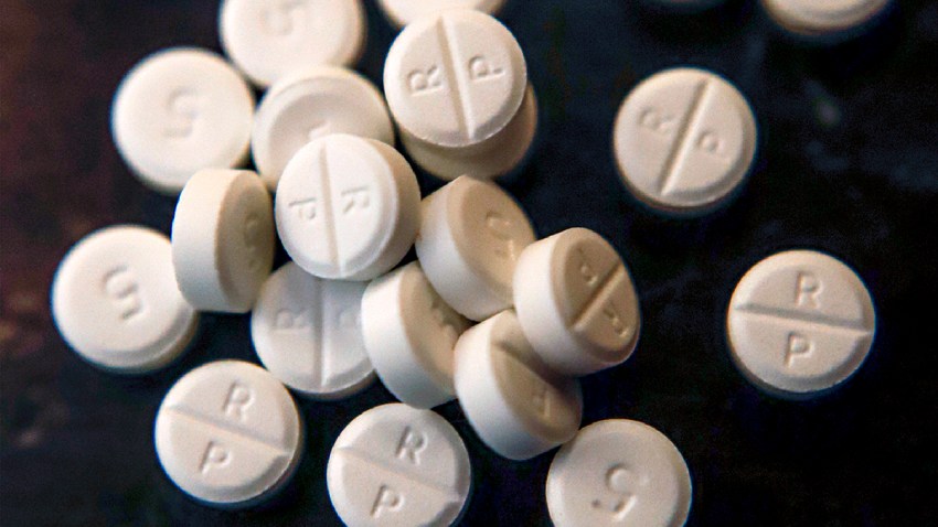 This June 17, 2019, file photo shows 5-mg pills of Oxycodone.