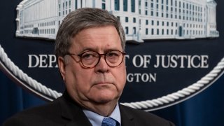 In this Jan. 13, 2020, file photo, Attorney General William Barr speaks to reporters at the Justice Department in Washington.