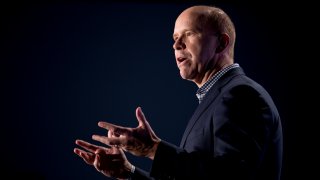 Democratic presidential candidate former Maryland Rep. John Delaney speaks at “We The People 2020: Protecting Our Democracy After Citizens United,” at Curate, Sunday, Jan. 19, 2020, in Des Moines, Iowa. (AP Photo/Andrew Harnik)