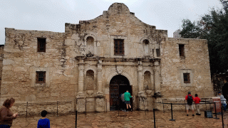 This Nov. 30, 2019 photo shows the church on the grounds of The Alamo in San Antonio, Texas. The remains of three people have been recovered from a burial room and the church. The Texas General Land Office said Friday, Dec. 13, 2019 that the remains believed to be an infant, a teenager or young adult and an adult were found in a burial room and Nave of the church during an archaeological exploration.
