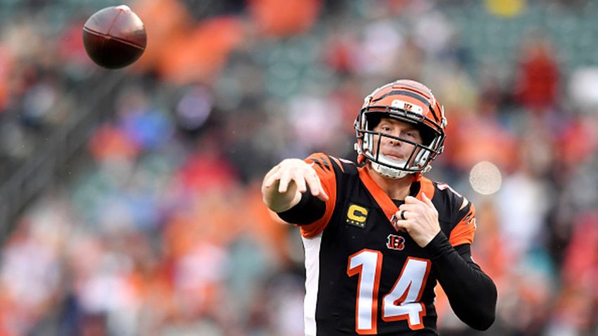 Quarterback Andy Dalton #14 of the Cincinnati Bengals throws a pass in the first quarter of a game against the Cleveland Browns on December 29, 2019 at Paul Brown Stadium in Cincinnati, Ohio. Cincinnati won 33-23.