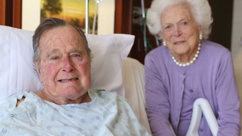 President George H.W. Bush and Barbra Bush at the tospital