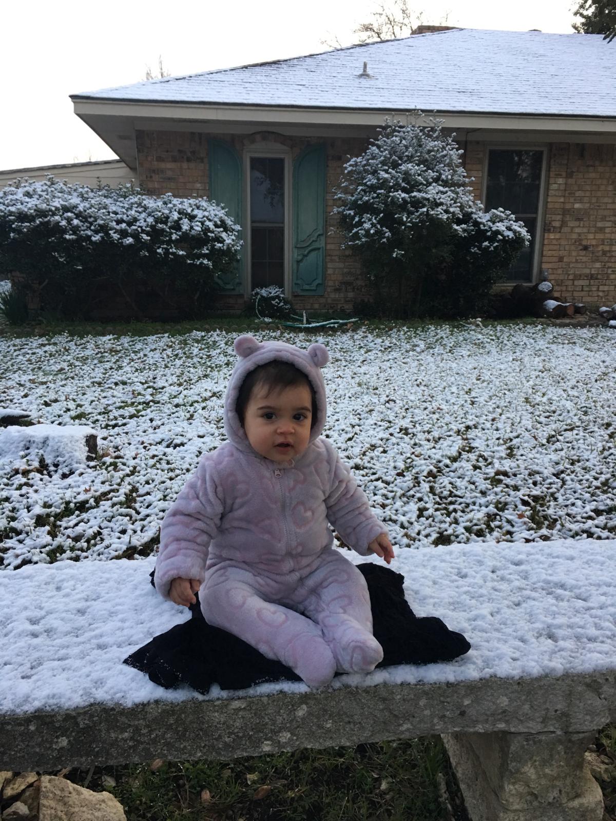 Baby Bella had her first snow day in Terrell.