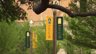 banners on the campus of Baylor University
