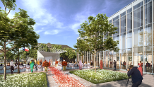 Rendering of the grove at the Coppell Arts Center.