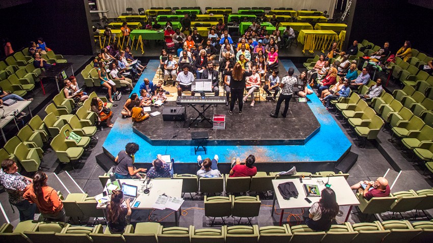 Cast of Public Works Dallas rehearses As You Like It_Photo by Kim Leeson