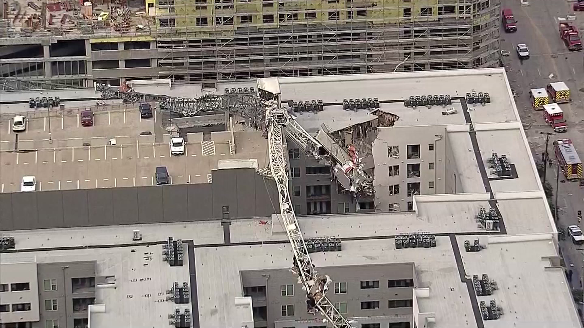 Crane Collapses On Dallas Apartments