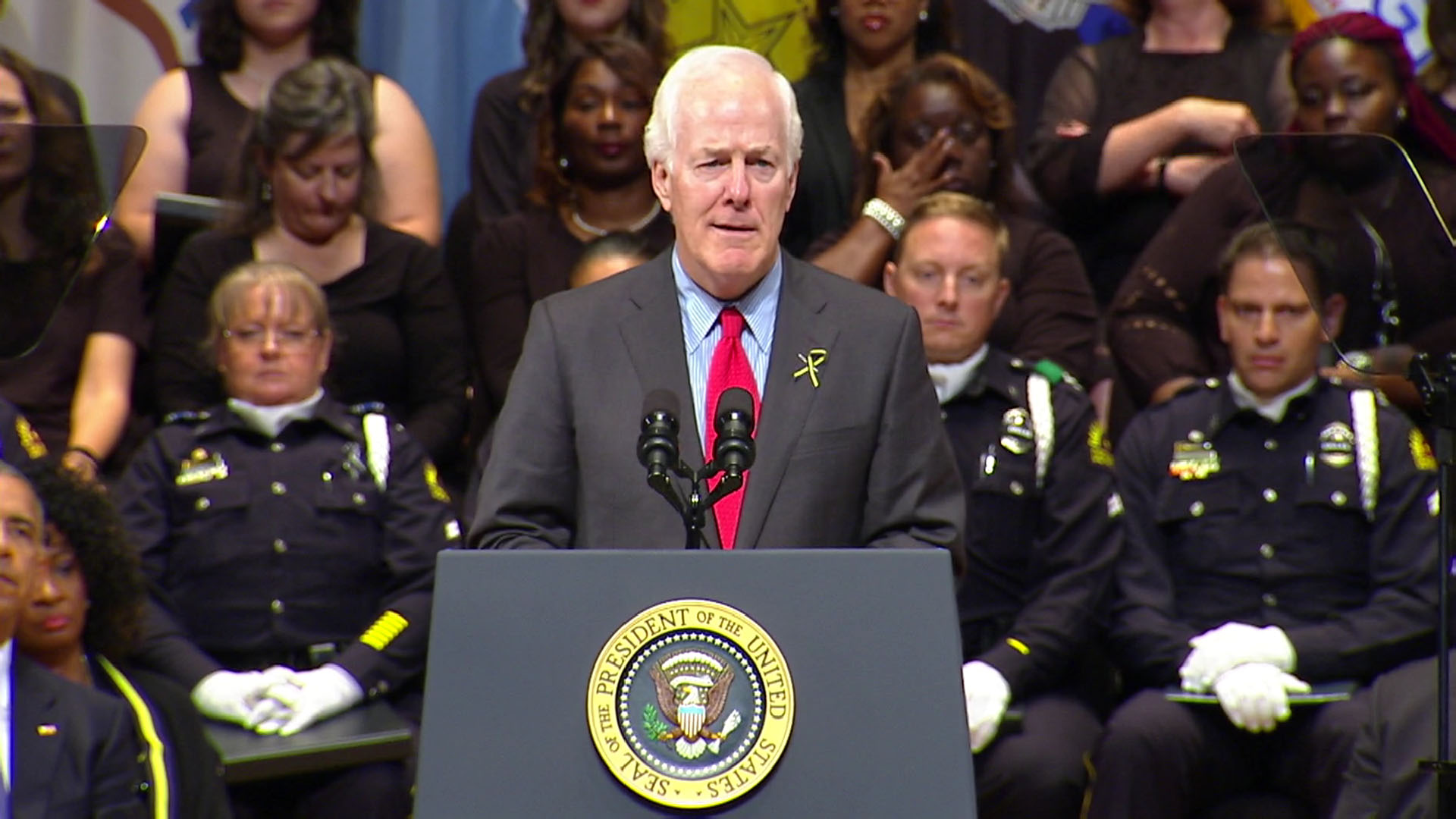 Sen. John Cornyn speaks at the event.