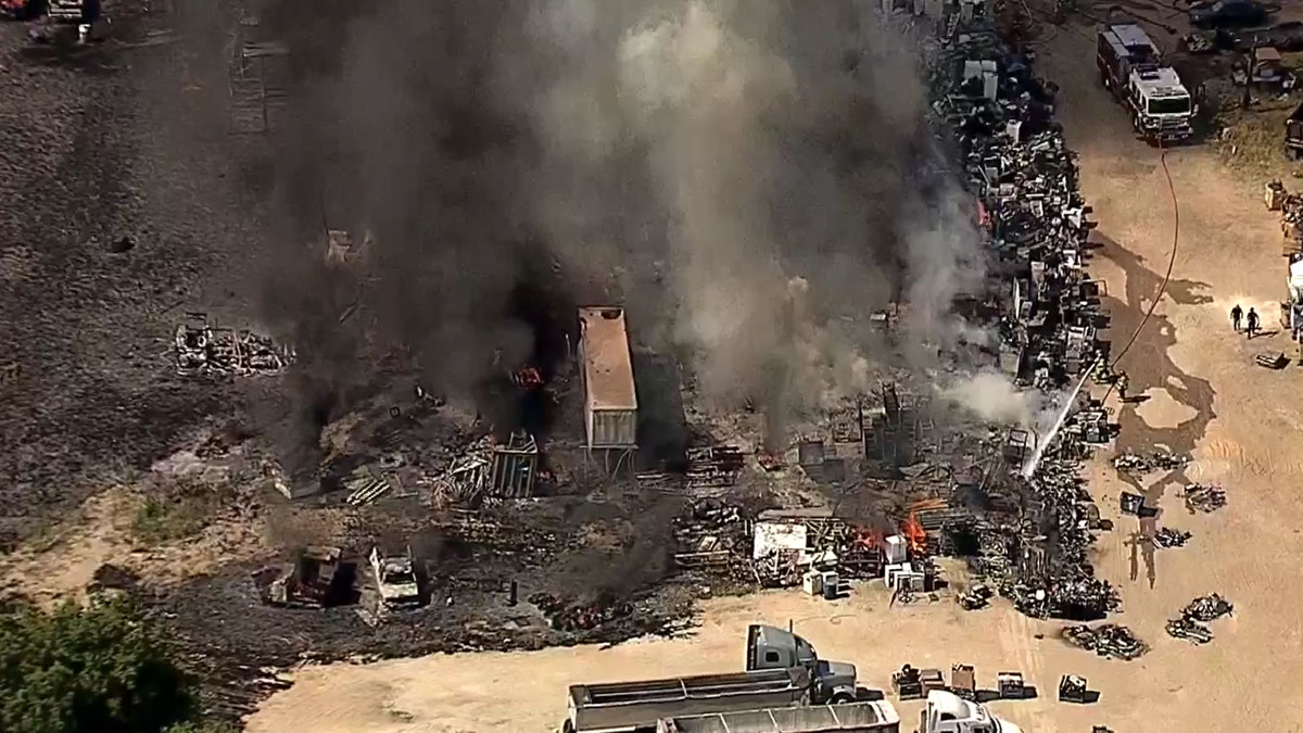 Large Brush Fire in Denton Damages Metal Recycling Center NBC 5