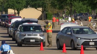 The largest North Texas mobile food pantry yet in this coronavirus disaster was staged Thursday at Dallas Fair Park by the North Texas Food Bank (NTFB)