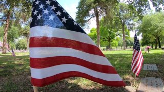 Flags at Restland Cemetery