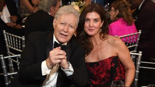 In this June 6, 2019, file photo, Alex Trebek and Jean Currivan Trebek attend the 47th AFI Life Achievement Award honoring Denzel Washington at Dolby Theatre in Hollywood, California.