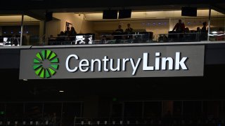 A Century Link sponsorship sign hangs in Century Link Field during a MLS match between FC Dallas and the Seattle Sounders on September 18, 2019, at Century Link Stadium in Seattle, WA.