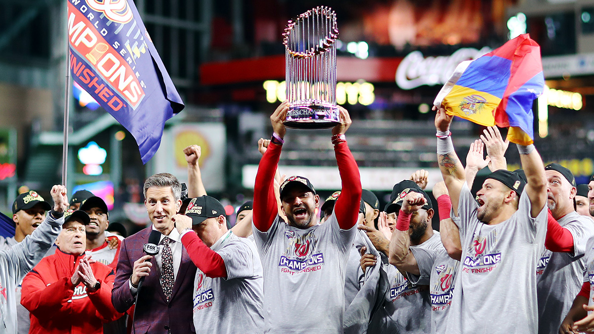 Washington Nationals Unsigned 2019 World Series Champions Team Celebration Photograph