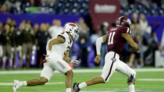 Kellen Mond #11 of the Texas A&M Aggies
