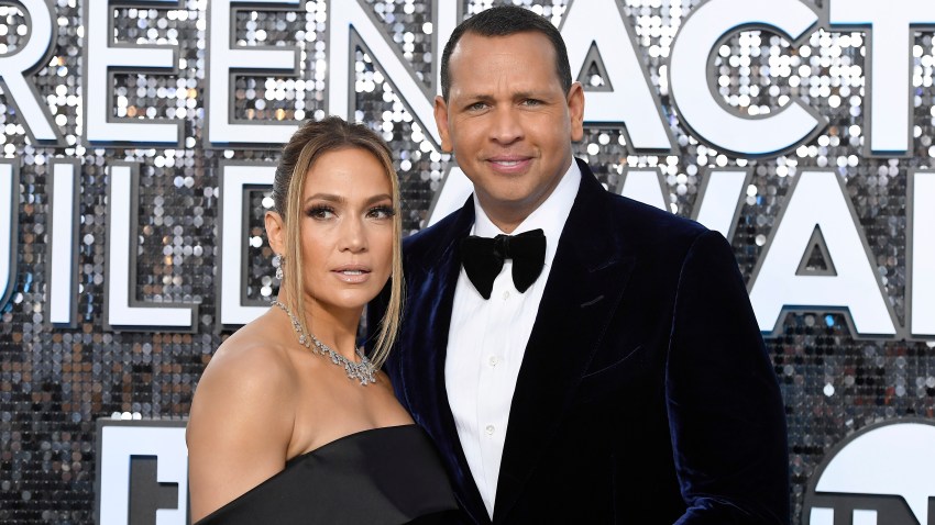 Jennifer Lopez and Alex Rodriguez attend the 26th Annual Screen Actors Guild Awards at The Shrine Auditorium on Jan. 19, 2020, in Los Angeles.