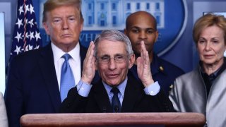 Anthony Fauci speaks at the podium