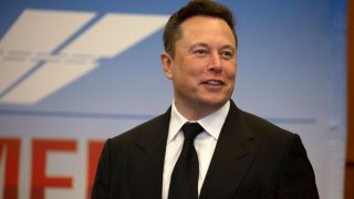 Elon Musk, founder and CEO of SpaceX, participates in a press conference at the Kennedy Space Center on May 27, 2020 in Cape Canaveral, Florida. NASA astronauts Bob Behnken and Doug Hurley were scheduled to be the first people since the end of the Space Shuttle program in 2011 to be launched into space from the United States, but the launch was postponed due to bad weather.