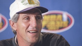 Coach Jerry Sloan of the Utah Jazz speaks to reporters during a press conference before a playoff game