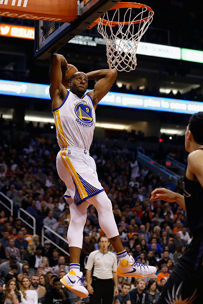 PHOENIX, AZ - NOVEMBER 27: Andre Iguodala #9 of the Golden State Warriors slam dunks the ball against the Phoenix Suns during the first half of the NBA game at Talking Stick Resort Arena on November 27, 2015 in Phoenix, Arizona. NOTE TO USER: User expressly acknowledges and agrees that, by downloading and or using this photograph, User is consenting to the terms and conditions of the Getty Images License Agreement. (Photo by Christian Petersen/Getty Images)