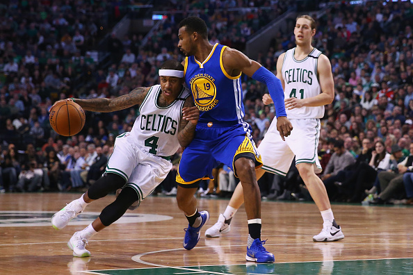 BOSTON, MA - DECEMBER 11: Isaiah Thomas #4 of the Boston Celtics drives against Leandro Barbosa #19 of the Golden State Warriors during the second quarter at TD Garden on December 11, 2015 in Boston, Massachusetts. (Photo by Maddie Meyer/Getty Images)
