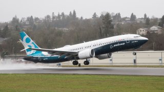 In this Jan. 29, 2016, file photo, a Boeing 737 MAX 8 airliner lifts off for its first flight in Renton, Washington.