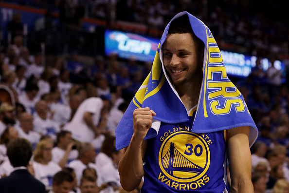 OKLAHOMA CITY, OK - MAY 22: Stephen Curry #30 of the Golden State Warriors reacts in the second quarter against the Oklahoma City Thunder in game three of the Western Conference Finals during the 2016 NBA Playoffs at Chesapeake Energy Arena on May 22, 2016 in Oklahoma City, Oklahoma. NOTE TO USER: User expressly acknowledges and agrees that, by downloading and or using this photograph, User is consenting to the terms and conditions of the Getty Images License Agreement. (Photo by Ronald Martinez/Getty Images)