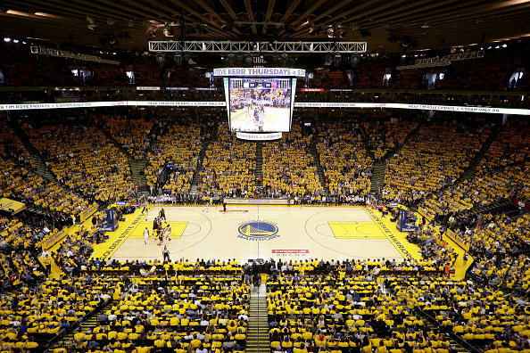 OAKLAND, CA - JUNE 02: A general view during Game 1 of the 2016 NBA Finals between the Cleveland Cavaliers and the Golden State Warriors at ORACLE Arena on June 2, 2016 in Oakland, California. NOTE TO USER: User expressly acknowledges and agrees that, by downloading and or using this photograph, User is consenting to the terms and conditions of the Getty Images License Agreement. (Photo by Ezra Shaw/Getty Images)