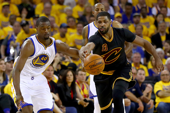 OAKLAND, CA - JUNE 13: Harrison Barnes #40 of the Golden State Warriors defends Tristan Thompson #13 of the Cleveland Cavaliers during the second quarter in Game 5 of the 2016 NBA Finals at ORACLE Arena on June 13, 2016 in Oakland, California. NOTE TO USER: User expressly acknowledges and agrees that, by downloading and or using this photograph, User is consenting to the terms and conditions of the Getty Images License Agreement. (Photo by Ezra Shaw/Getty Images)