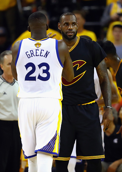 OAKLAND, CA - JUNE 19: LeBron James #23 of the Cleveland Cavaliers looks on during the first half against the Golden State Warriors in Game 7 of the 2016 NBA Finals at ORACLE Arena on June 19, 2016 in Oakland, California. NOTE TO USER: User expressly acknowledges and agrees that, by downloading and or using this photograph, User is consenting to the terms and conditions of the Getty Images License Agreement. (Photo by Ezra Shaw/Getty Images)