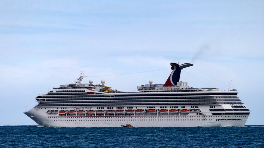 The Carnival Cruise Ship ‘Carnival Glory’ heads out to sea in the Miami harbor entrance known as Government Cut in Miami, Florida June 2, 2018.