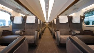 A rendering shows what the inside of the high speed train from Dallas to Houston will look like.