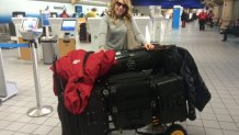 Julie with luggage
