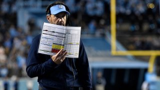 Head coach Larry Fedora of the North Carolina Tar Heels watches his team play against the Western Carolina Catamounts during the second half of their game at Kenan Stadium on Nov. 17, 2018 in Chapel Hill, North Carolina.
