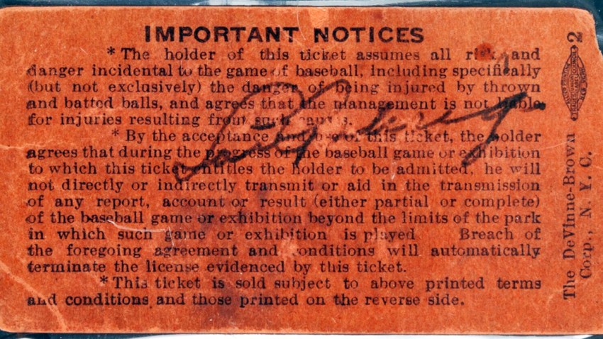 Lou Gehrig Ticket Stub
