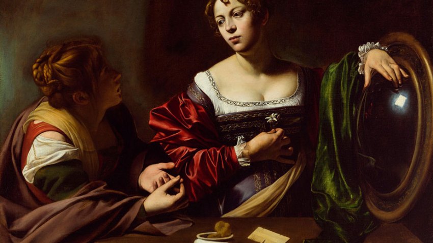 Michelangelo-Merisi-da-Caravaggio-Martha-and-Mary-Magdalene-c-1598-Detroit-Institute-of-Arts
