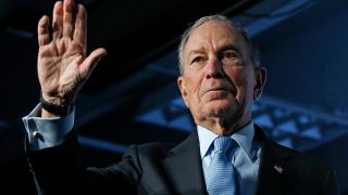 Democratic presidential candidate and former New York City Mayor Mike Bloomberg waves after speaking at a campaign event, Feb. 20, 2020, in Salt Lake City.