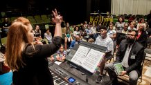 Music Director Vonda K. Bowling leads rehearsal for As You Like It_ photo by Kim Leeson