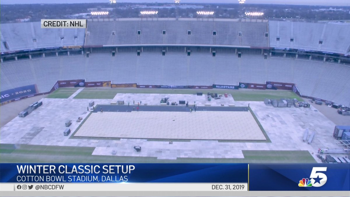 NHL Winter Classic Cotton Bowl Stadium Timelapse NBC 5 DallasFort Worth